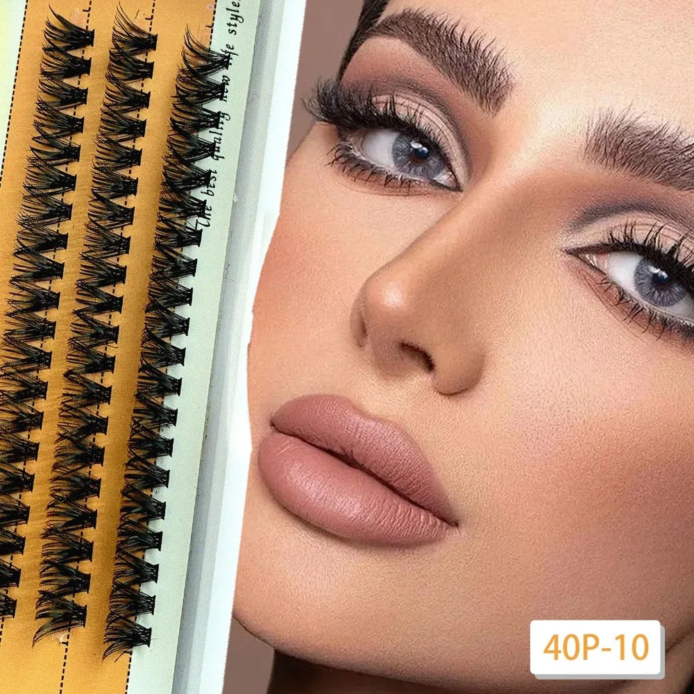 Cat Eye DIY False Lashes Set with Tweezers & Adhesive False Eyelash Kit QXL