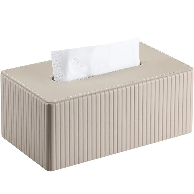 Luxury PU Leather Tissue Box Cover | Striped, 3 Colors Tissue Box Cover QXL