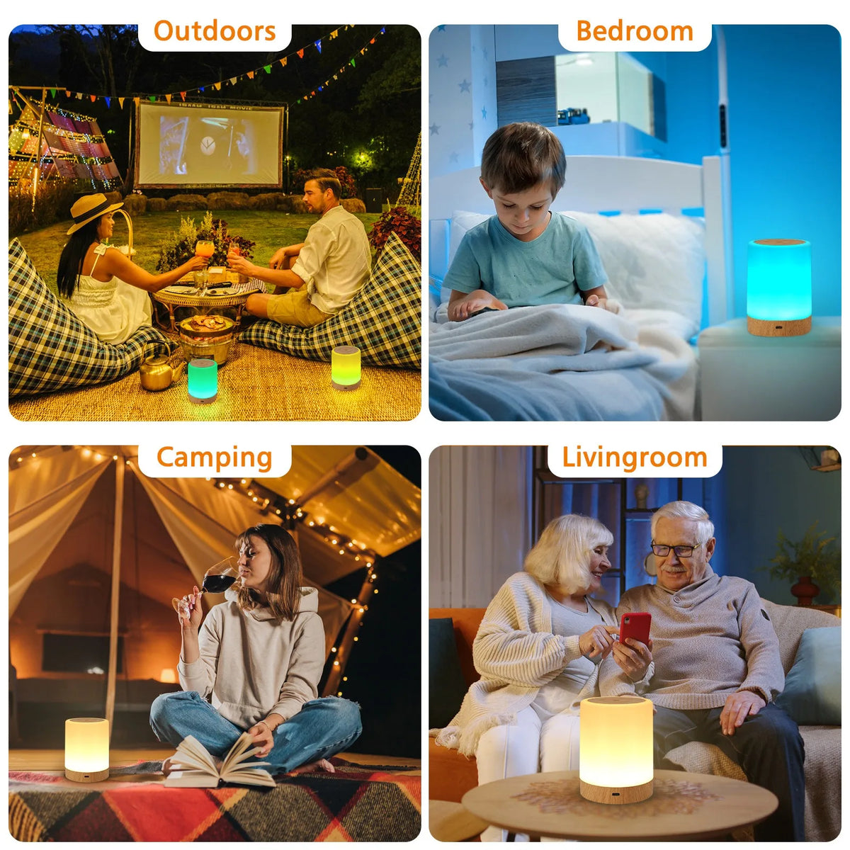 RGB 16-Color USB Rechargeable Night Light | Touch Control Lamp RGB LED Night Light QXL