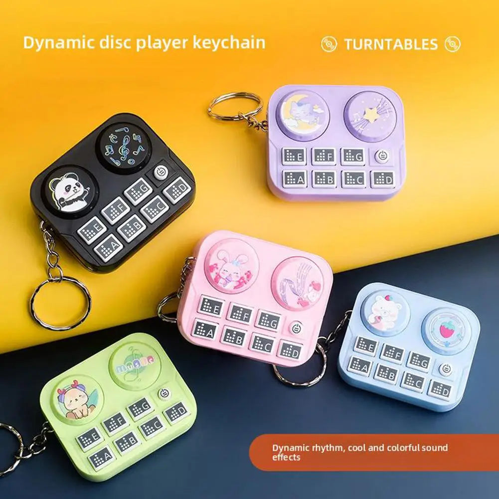 Mini DJ Disc Player Keychain | Sound Button Music Toy Novelty Sound Keychain QXL