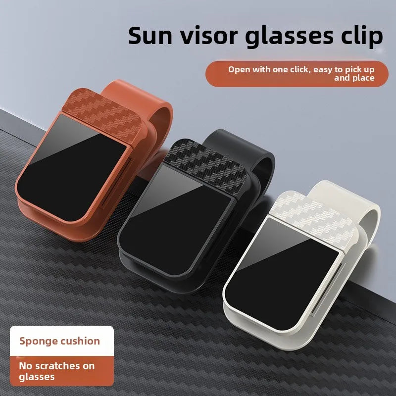 Car Sun Visor Sunglasses Clip & Card Holder – Carbon Fiber Car Visor Organizer QXL