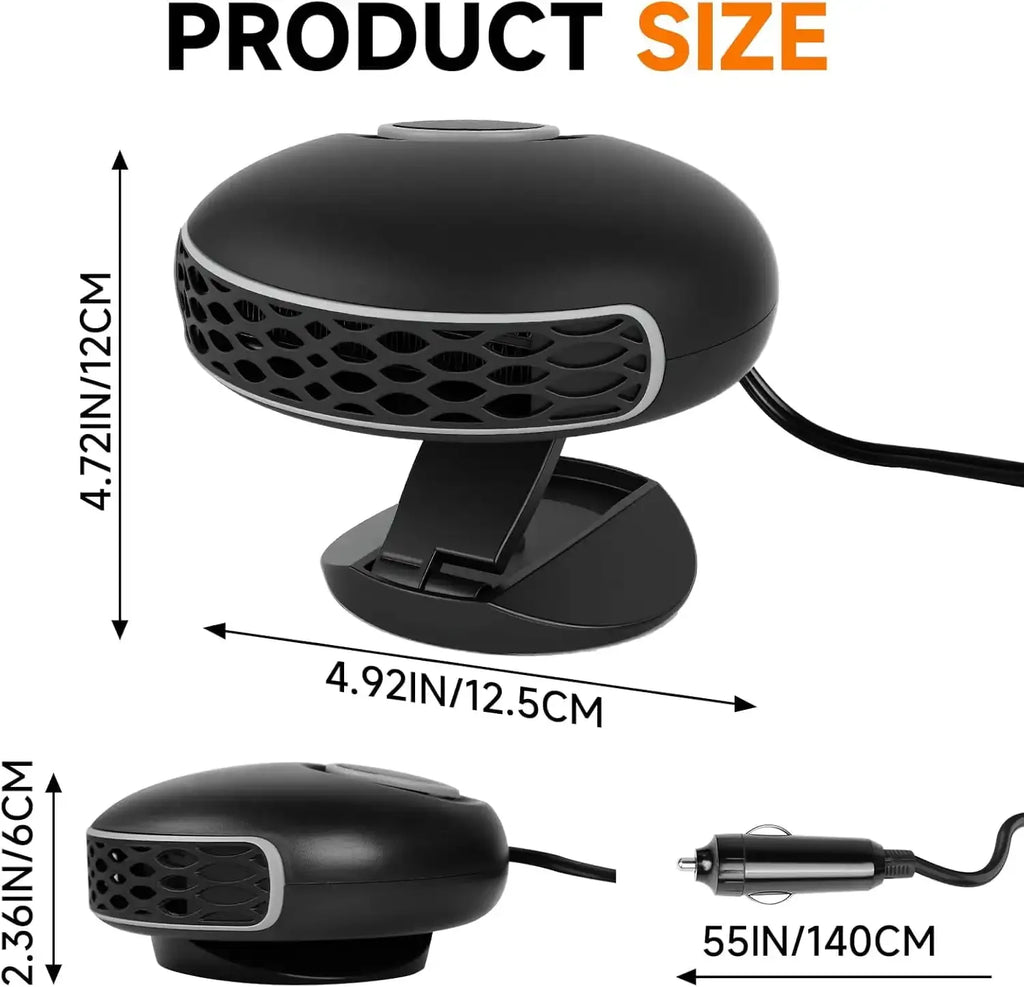 150W 12V Portable Car Heater & Defroster | 360° Fan Car Heater Fan QXL