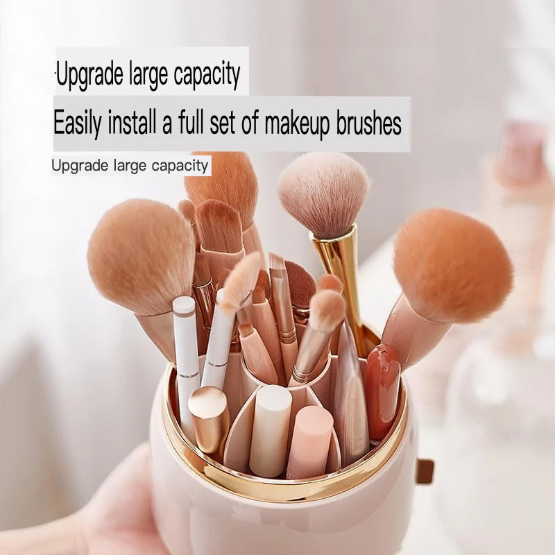 Rotating Dustproof Makeup Brush Holder & Organizer with Lid Makeup Brush Organizer QXL