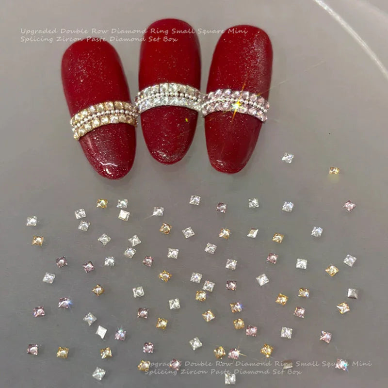 50-Pack Mini Square Zircon Flatback Rhinestones for Nail Art Nail Art Rhinestones QXL
