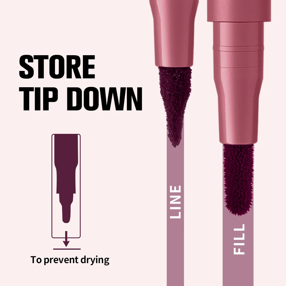 2-in-1 Dual-Sided Lip Liner & Stain Pencil | Ultra-Pigmented Lip Liner Pencil QXL