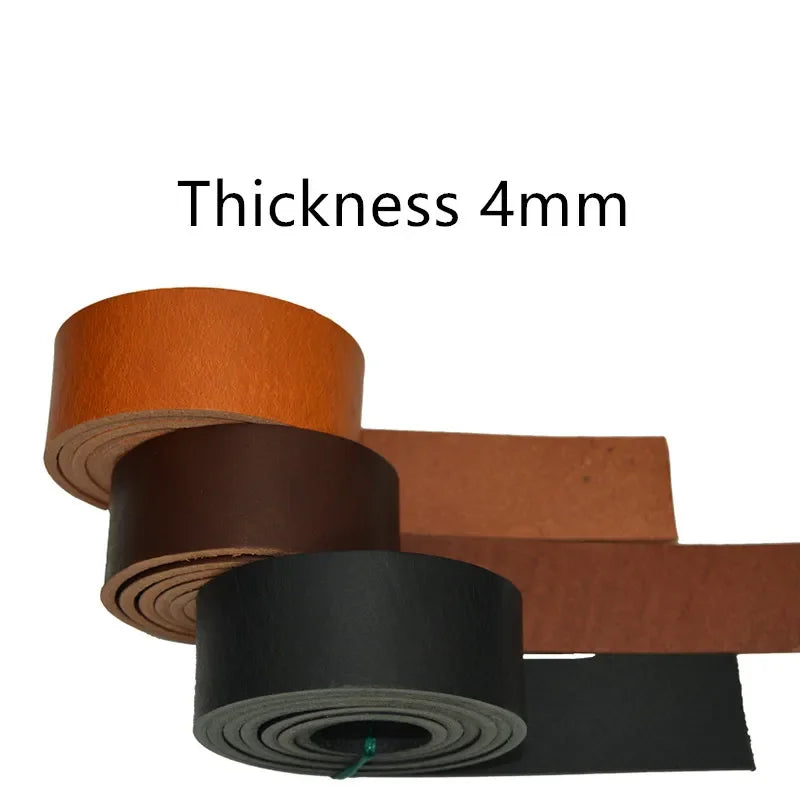 Vegetable Tanned Cowhide Leather Strip 4mm x 140cm Flat Cord Leather Craft Cord QXL
