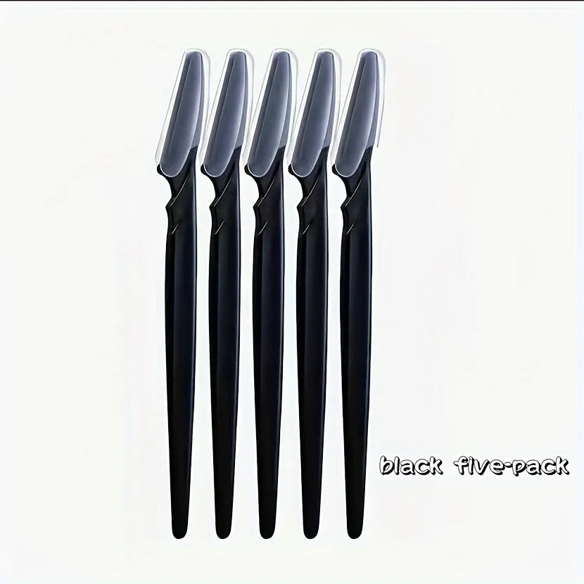 Eyebrow Razor Set 3/5/6-Pc | Stainless Steel Facial Trimmer Eyebrow Razor Set QXL 5Pcs Black