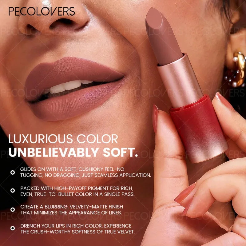 PECOLOVERS Red Lipstick | Waterproof & High Color Payoff Lipstick QXL