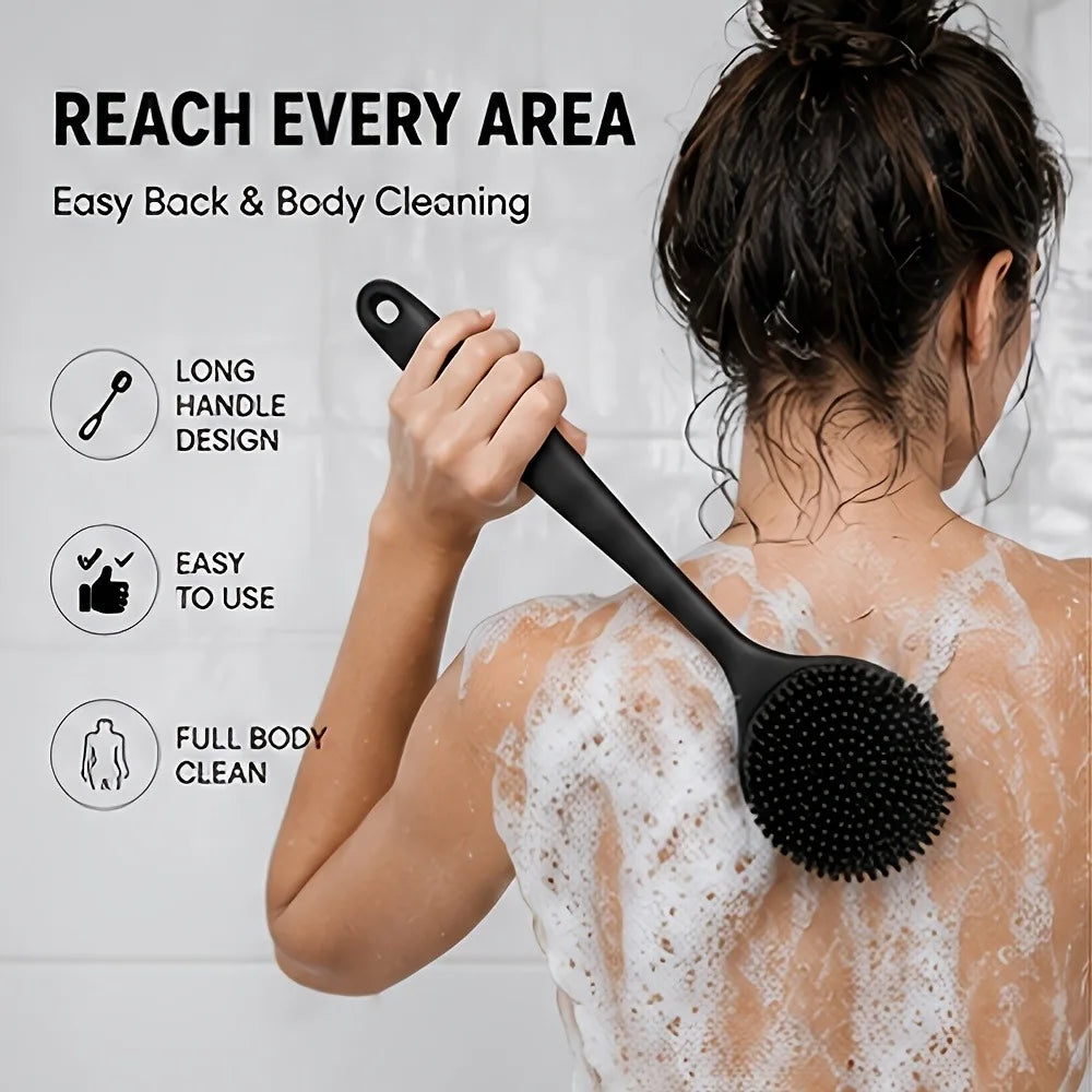 4-Piece Silicone Shower Brush Set | Back, Body, Face & Scalp Shower Brush Set QXL