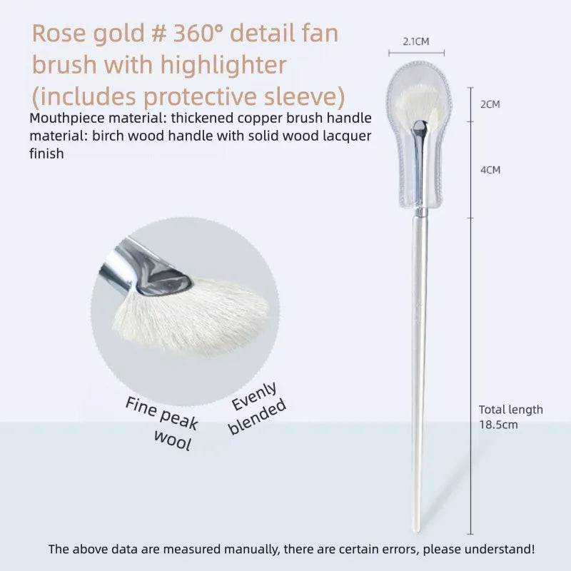 Fan-Shaped Goat Hair Highlighter Brush | Contour Makeup Highlighter Makeup Brush QXL GUOXIAONIU360 Detail