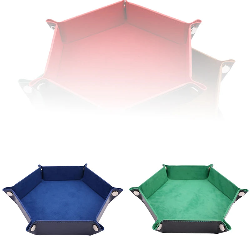Foldable PU Leather Hexagon Dice Tray | Tabletop Game Tray Dice Rolling Tray QXL
