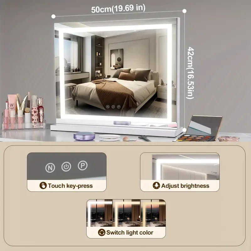 Hollywood LED Vanity Mirror 50x42cm | Lighted Tabletop Makeup LED Vanity Mirror QXL