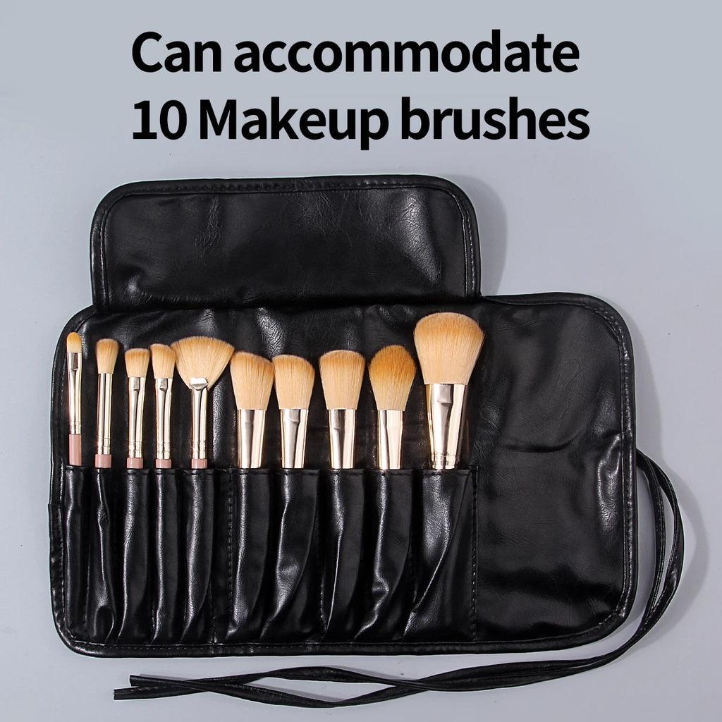 KOSSHOW Black PU Makeup Brush Roll Bag | Foldable Organizer Makeup Brush Bag QXL