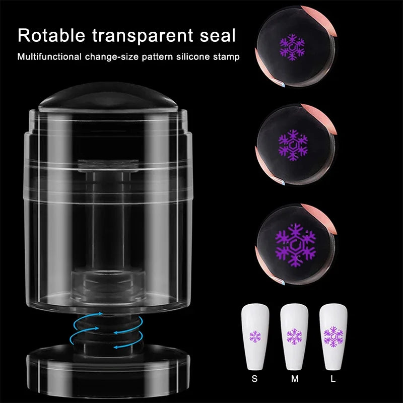 Rotatable Jelly Silicone Nail Stamper & Scraper Set Nail Art Stamper QXL