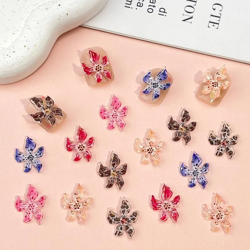 20-Pack 3D Flower Nail Charms & Rhinestone Gems | DIY Nail Art Nail Art Charms QXL