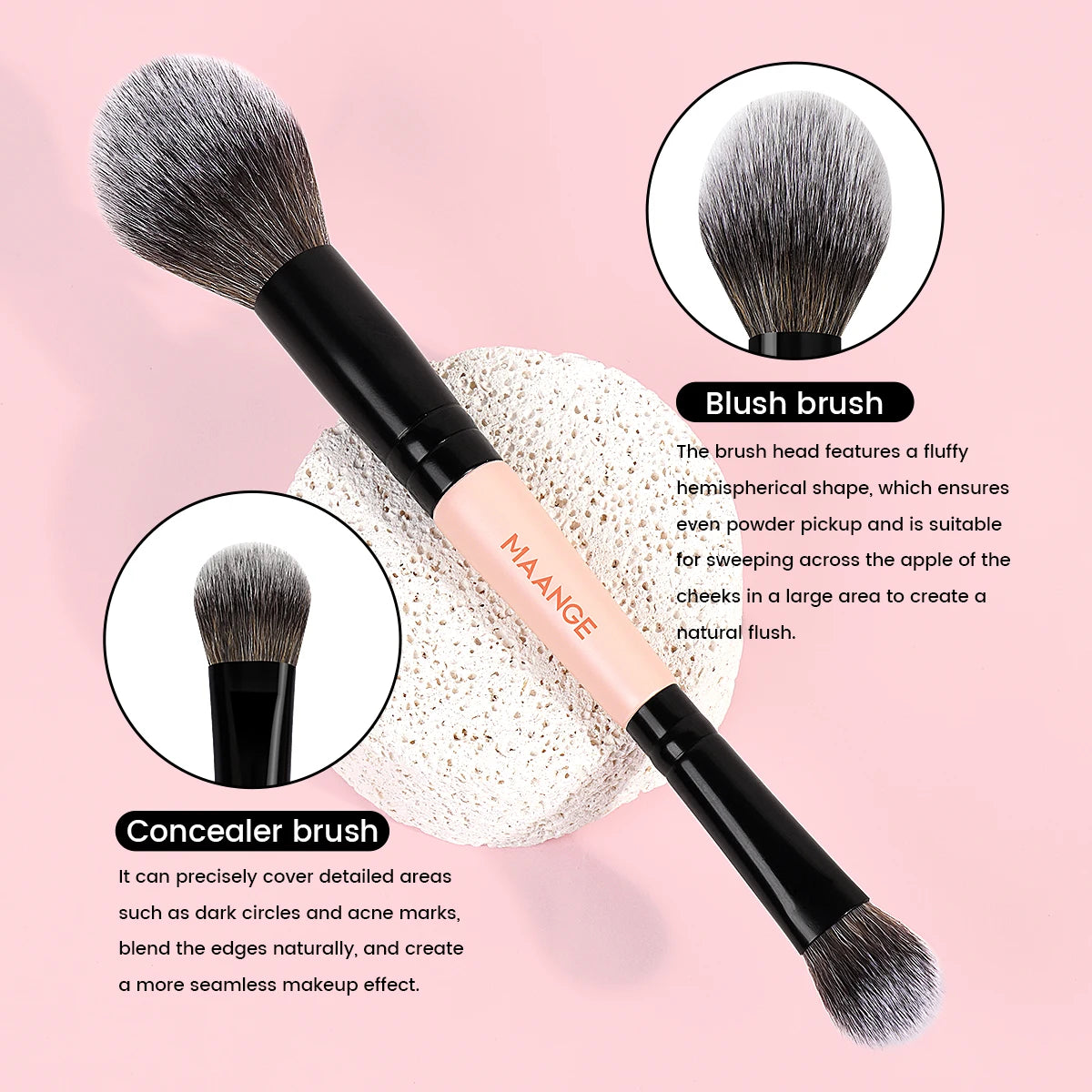 MAANGE 11-Pc Synthetic Makeup Brush Set with Storage Bag Makeup Brush Set QXL