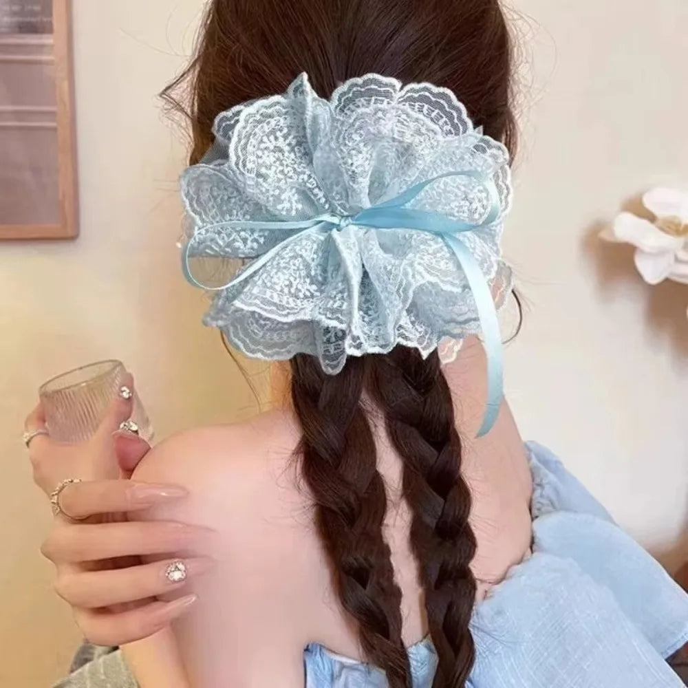Lace Scrunchie Multi-Layer Elastic Ponytail Hair Band for Girls Lace Hair Scrunchie QXL