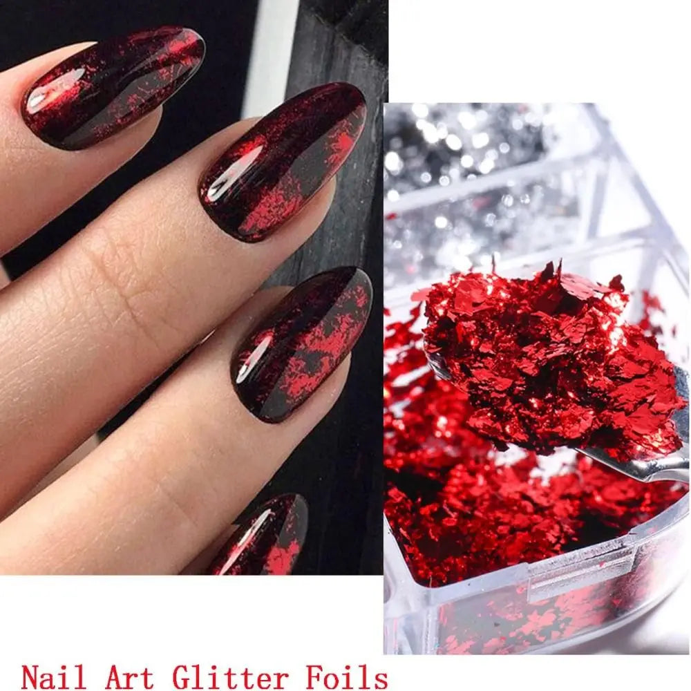 Holographic Nail Glitter Foils | 3D Sequin Nail Art Charms Nail Glitter Foils QXL