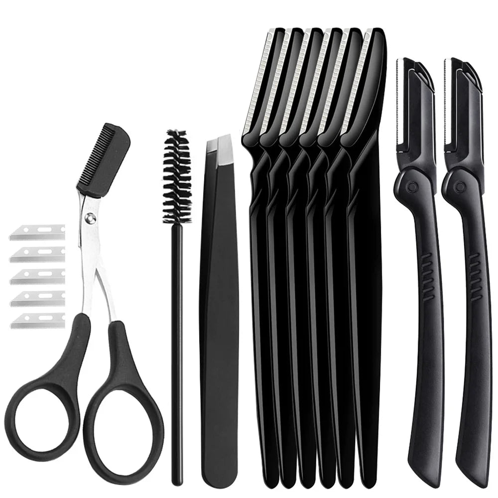 16-Pack Face Razors & Eyebrow Trimmer | Dermaplaning Set Face Razor Set QXL M492 16PCS