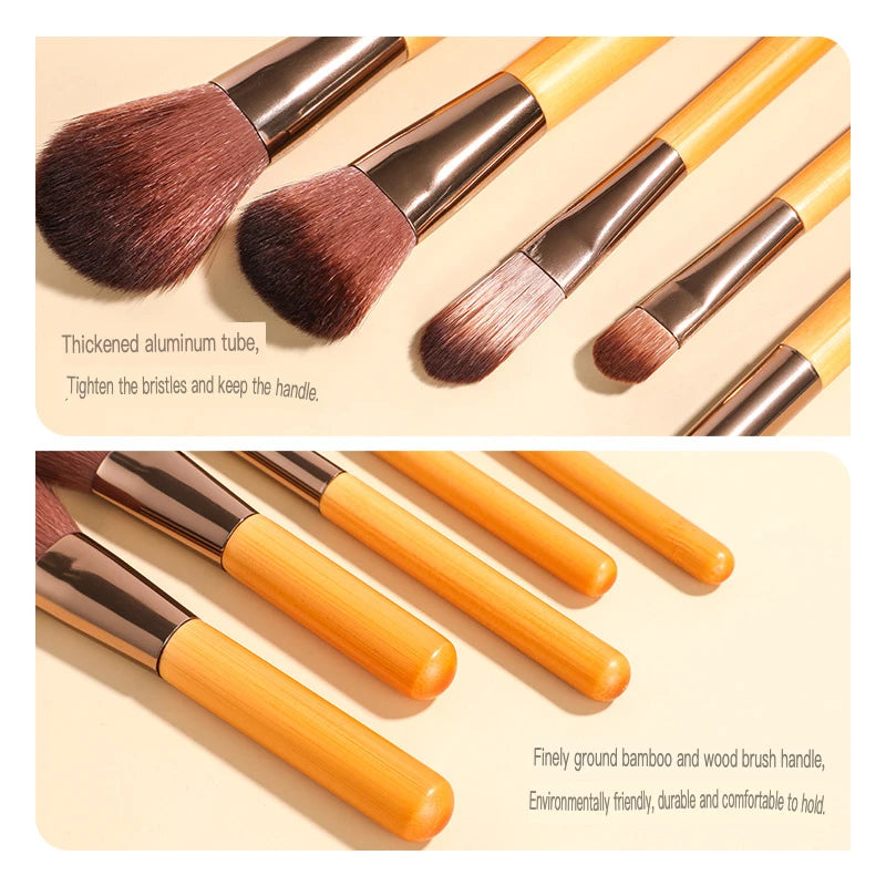 5-Piece Mini Makeup Brush Set | Bamboo Handle, Gift Box Mini Makeup Brush Set QXL