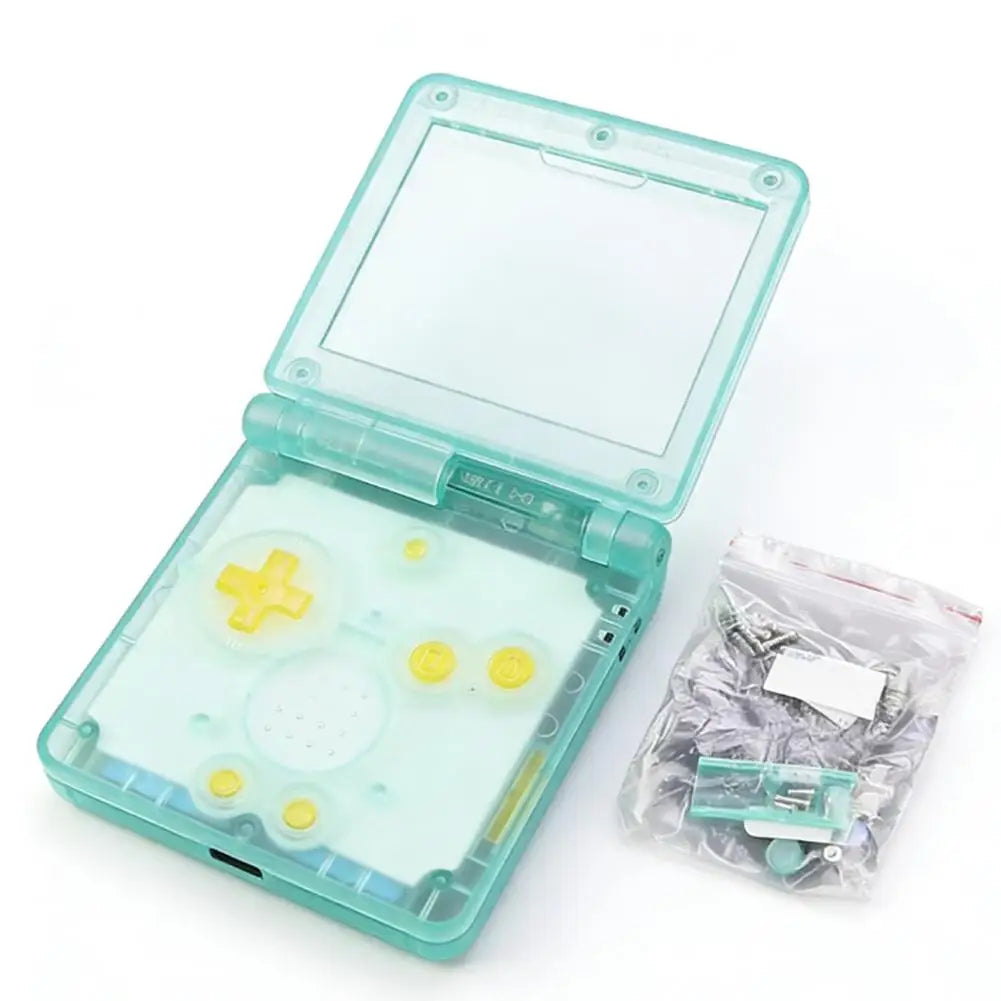 GBA SP Replacement Shell Kit | Clear ABS Case + Buttons & Screws Game Console Shell Kit QXL
