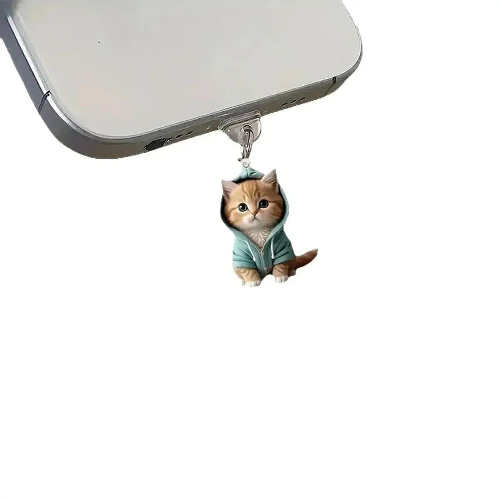 Cartoon Cat Dust Plug Pendant | iPhone & USB-C Charm Phone Dust Plug Charm QXL