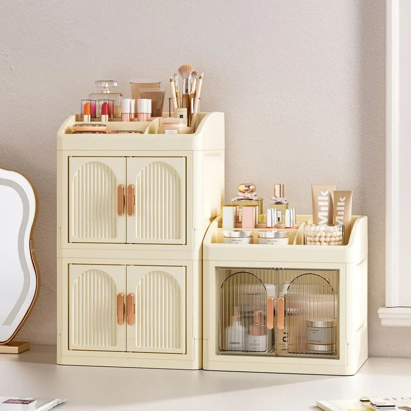 Foldable Multi-Layer Desktop Cosmetics Organizer Cabinet Cosmetics Organizer QXL