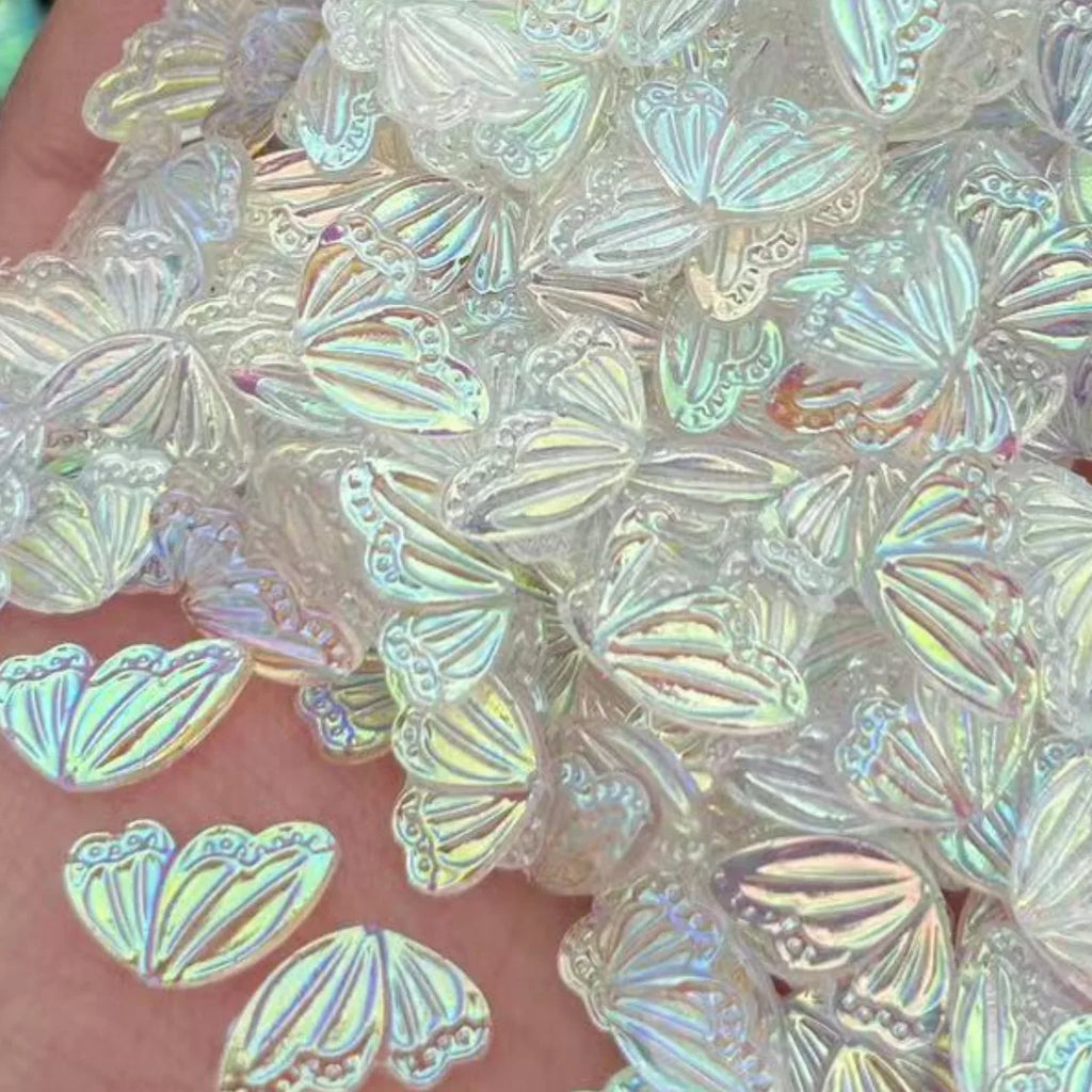 20-Pack Aurora Butterfly 3D Nail Charms | Kawaii Resin Rhinestones 3D Nail Charms QXL