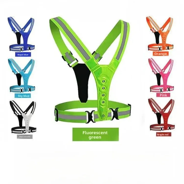LED Reflective Running Vest | 8-Light Rechargeable High Visibility Reflective Safety Vest QXL
