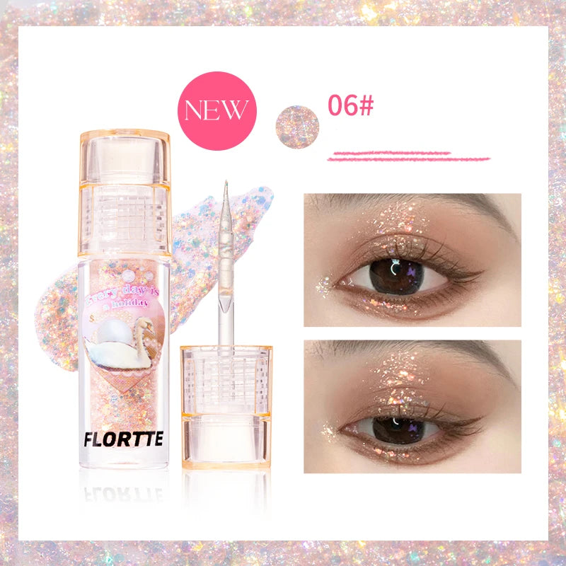 Flortte Liquid Eyeshadow Shimmer Glitter Highlighter Liquid Eyeshadow QXL 06