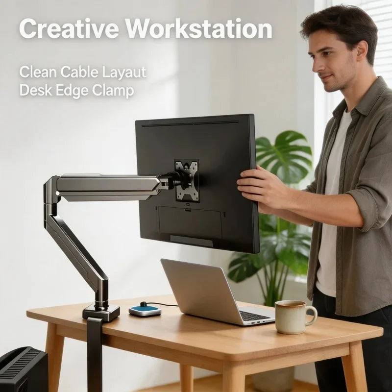 Adjustable Single Monitor Desk Mount | 14–32" VESA Arm Stand Monitor Desk Mount QXL