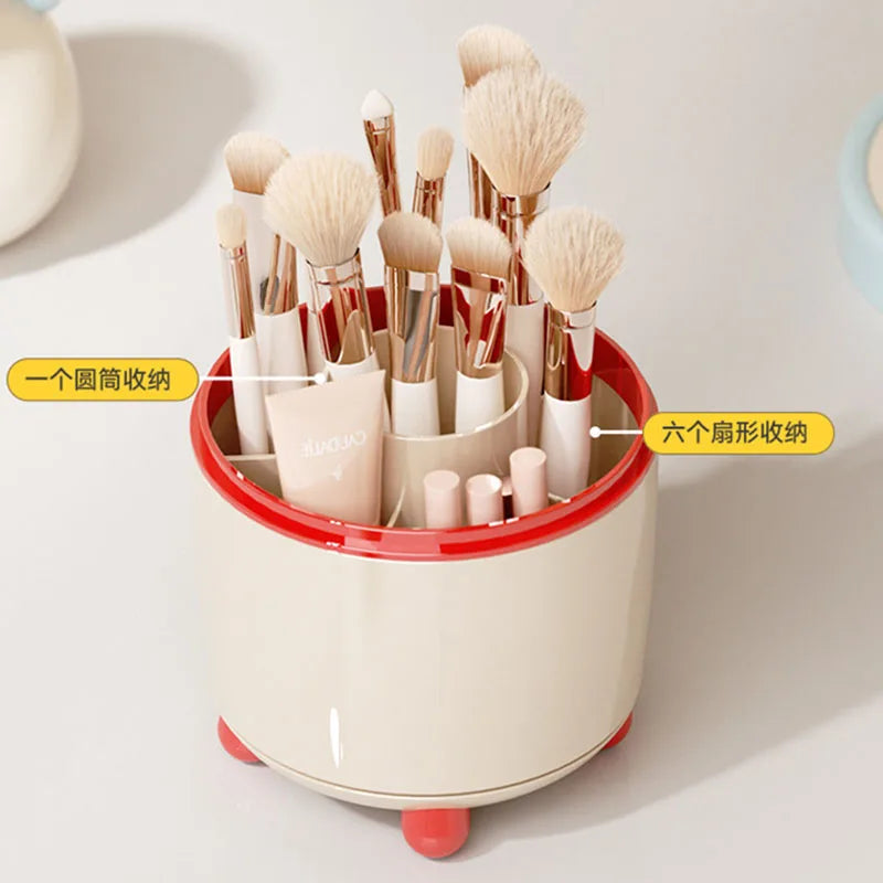 360° Rotating Makeup Brush Holder with Dustproof Lid Makeup Brush Organizer QXL