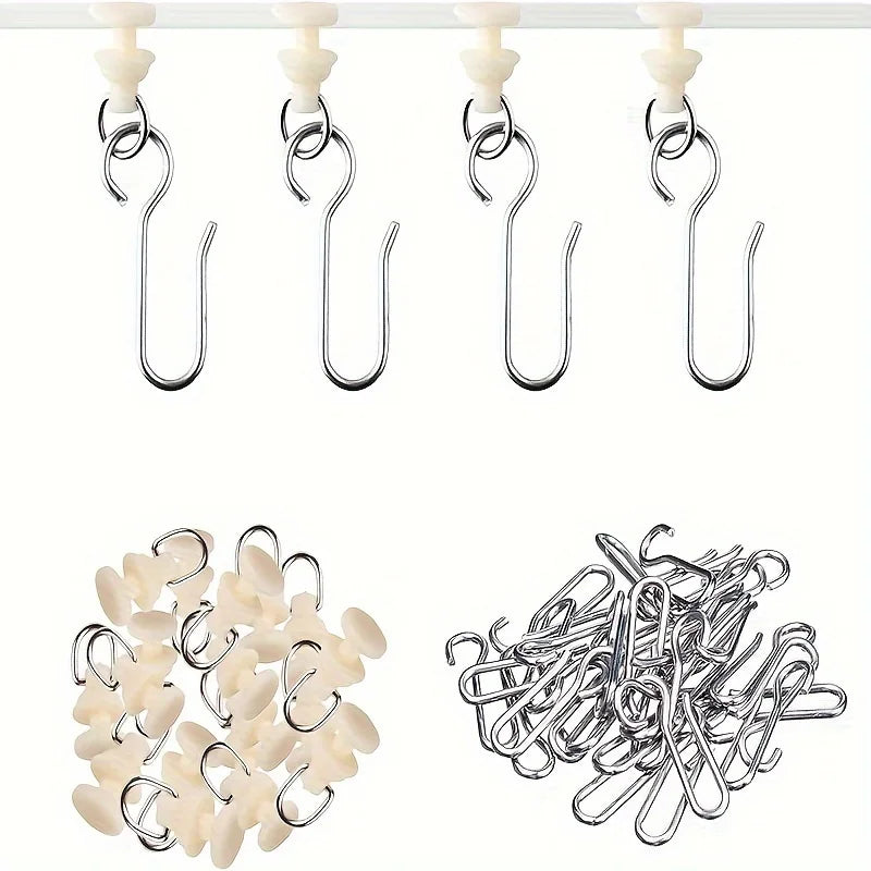 Curtain Pulley Hook Set | Silent Track Roller Accessories Curtain Track Hooks QXL 12pcs