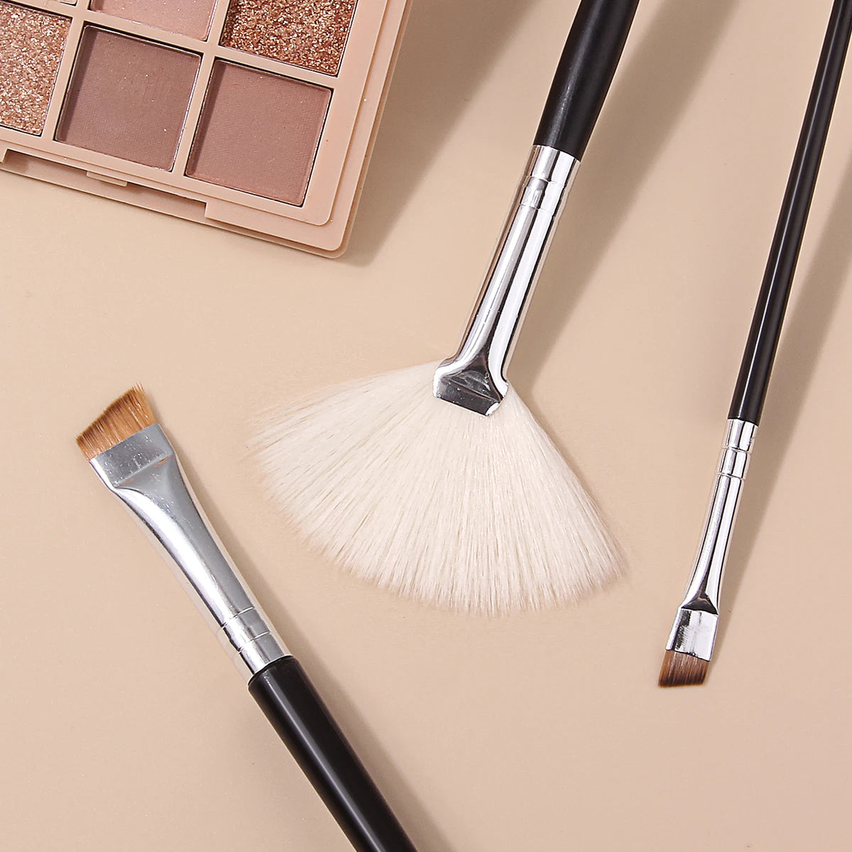 KOSSHOW 3-Pc Makeup Brush Set | Fan, Brow & Eyeliner Makeup Brush Set QXL