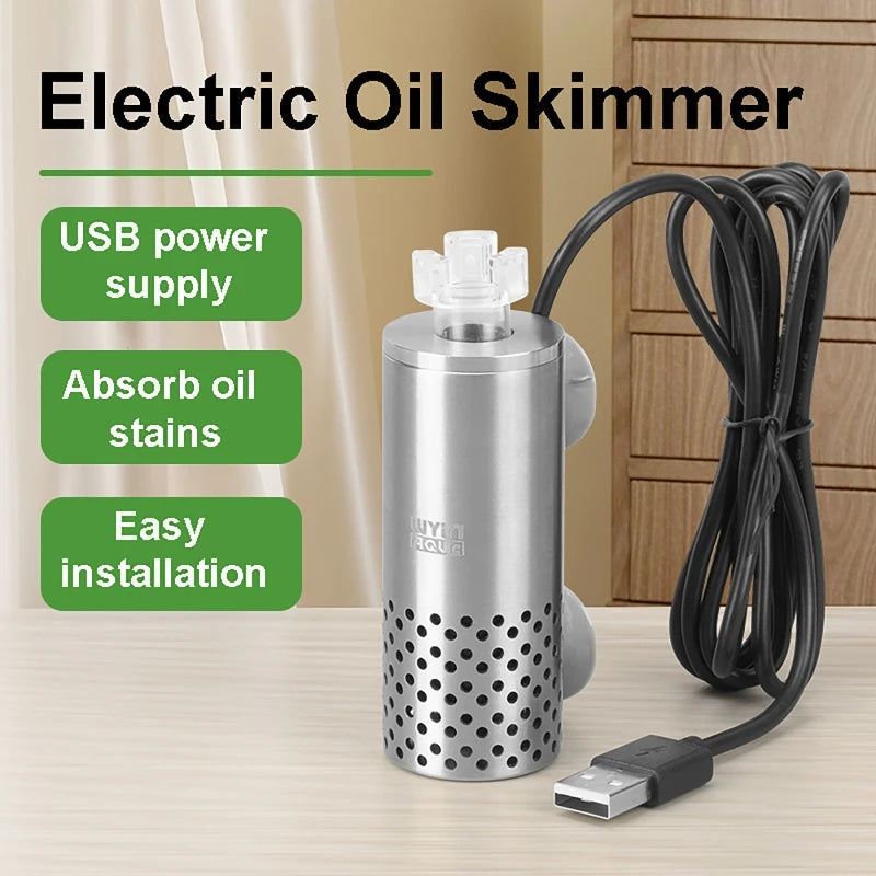 USB Aquarium Surface Skimmer | Electric Oil Film Remover Aquarium Surface Skimmer QXL