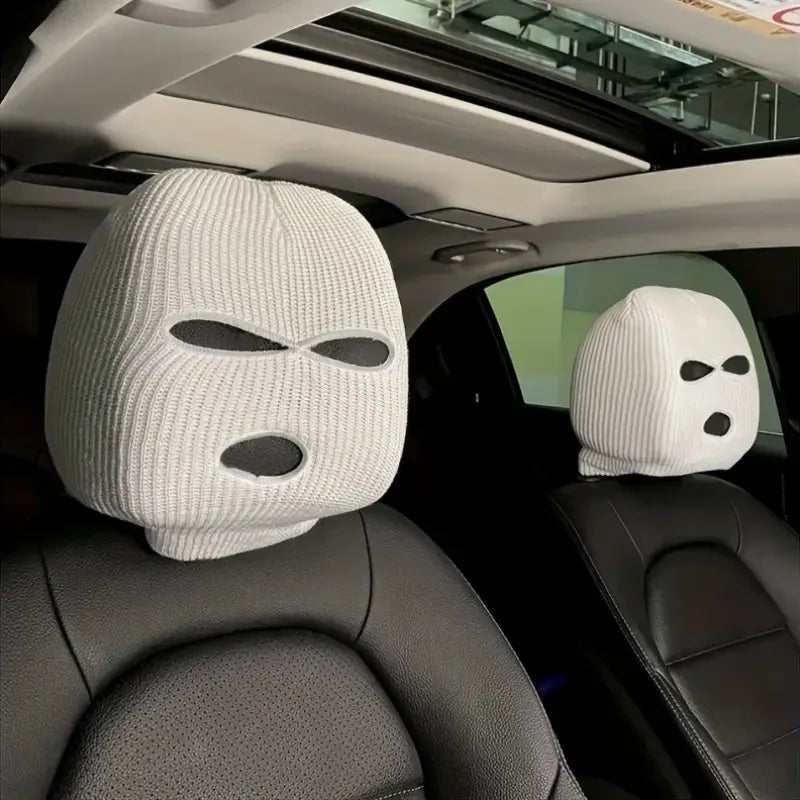 Funny Black & White Car Headrest Cover | Universal Fit Car Headrest Cover QXL