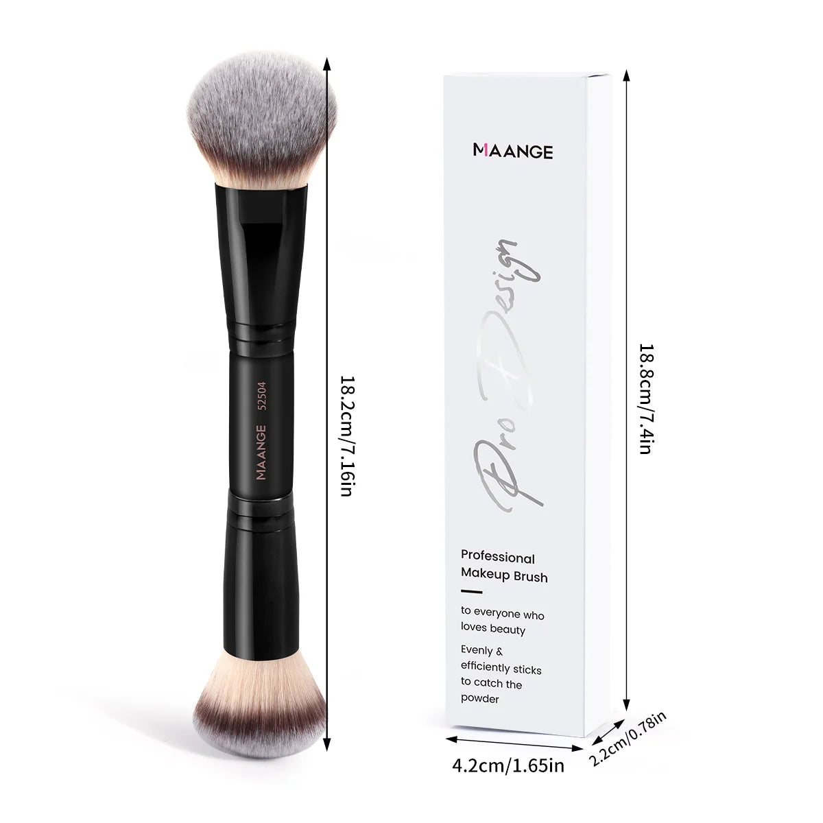 MAANGE Dual-Ended Foundation & Powder Brush | Synthetic Hair Dual-Ended Makeup Brush QXL