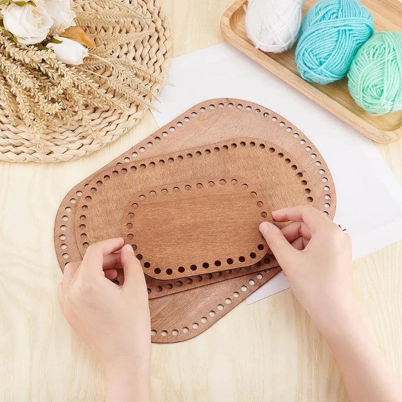 Oval Wooden Crochet Basket Base Set – 3 Sizes for DIY Craft DIY Craft Base QXL