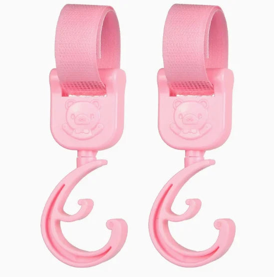 360° Rotating Stroller Hooks – Universal Baby Pram Hanger 2-Pack Stroller Accessory Hook QXL B74 Pink 2Pcs