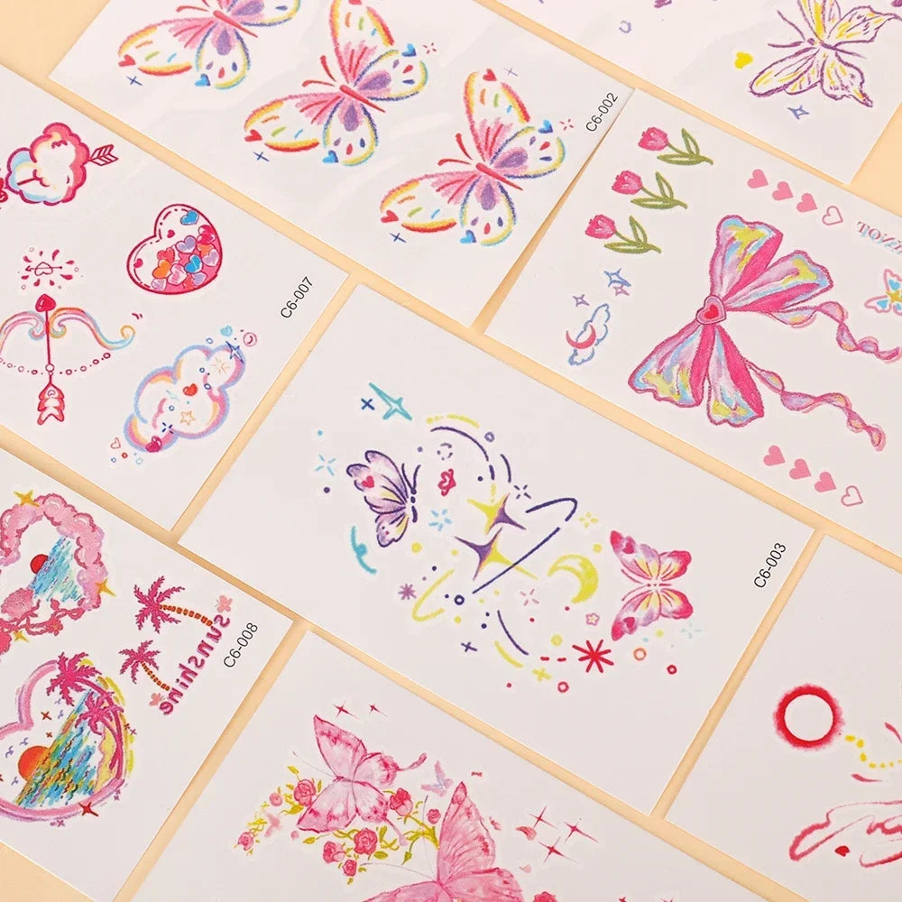 Pink Butterfly Temporary Tattoo Stickers | Waterproof Body Art Temporary Tattoo Stickers QXL