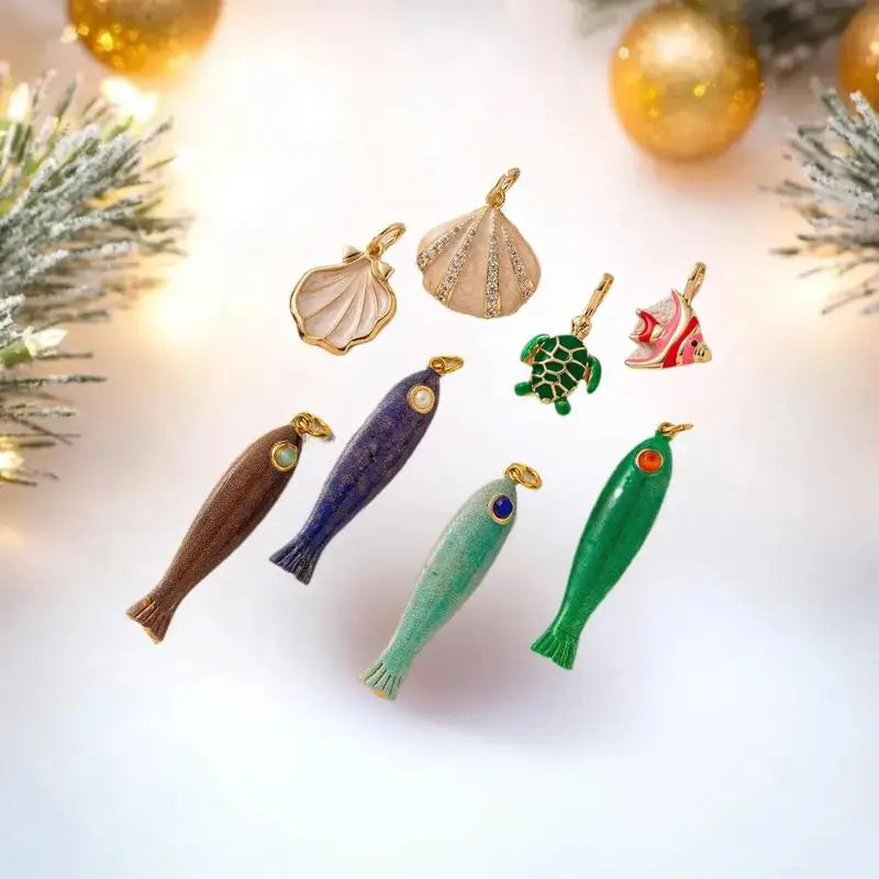 Retro Fish & Shell Charms | DIY Ocean Jewelry Pendants Jewelry Charm Pendant QXL