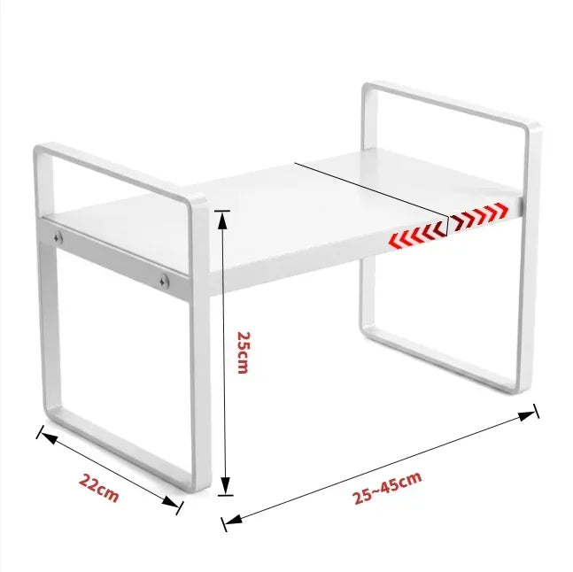 Expandable Kitchen Cabinet Organizer | Multi-Level Storage Rack Cabinet Storage Rack QXL White-4