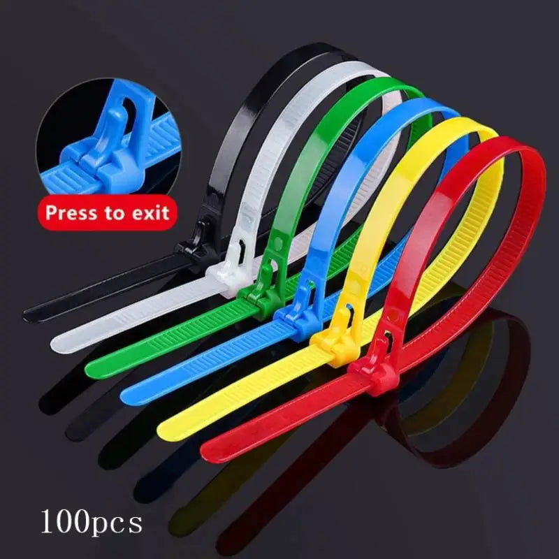 100-Pack Reusable Nylon Cable Ties | Colorful Zip Tie Set Reusable Cable Ties QXL