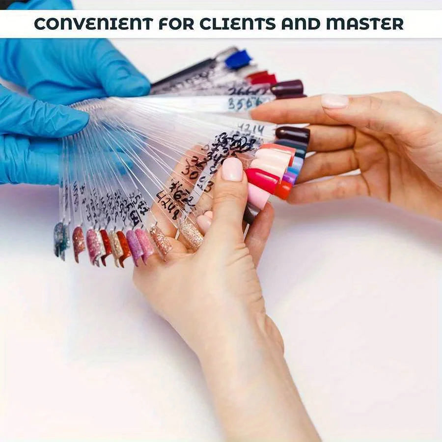 100-Pc Clear Nail Swatches Color Chart & Display Palette Stand Nail Swatch Display QXL