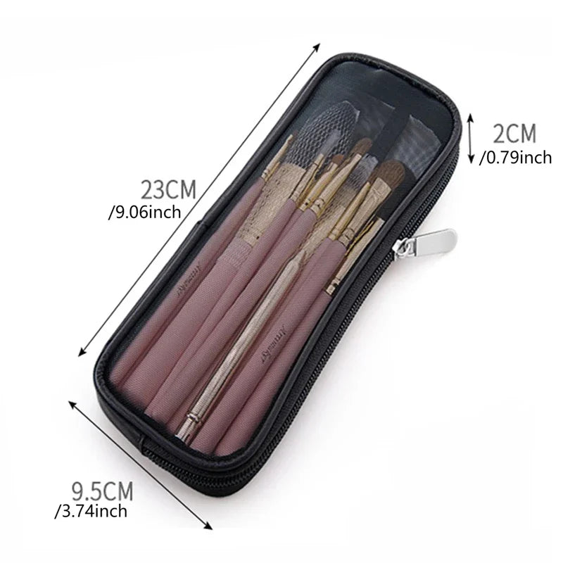 Makeup Brush Travel Case | Mesh Cosmetic Toiletry Bag Cosmetic Travel Bag QXL black