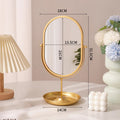 Oval Iron Frame Desktop Vanity Mirror | Flat & Storage Base Desktop Vanity Mirror QXL Gold storage base