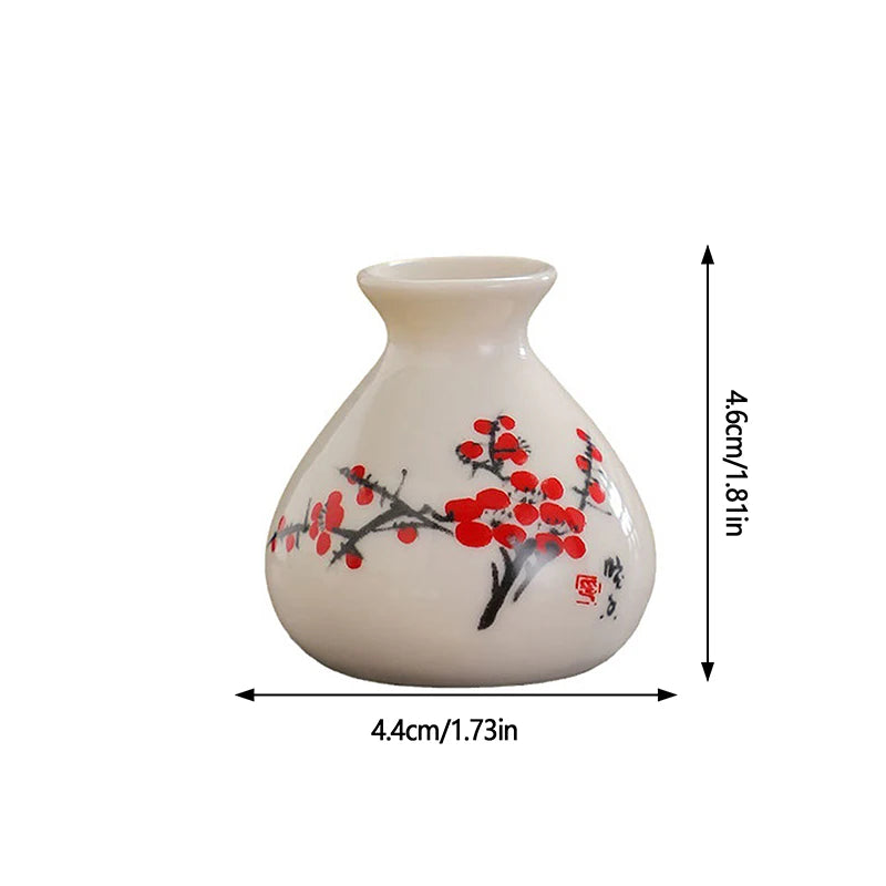 Retro Mini Chinese Ceramic Vase | White Enamel Home Décor Mini Ceramic Vase QXL