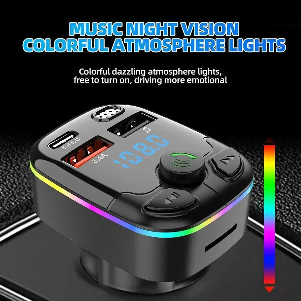 Car Bluetooth 5.0 FM Transmitter | Dual USB PD Type-C Charger FM Transmitter Charger QXL