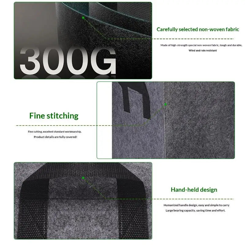 Non-Woven Plant Grow Bag with Handles | 3 Sizes for Garden Fabric Plant Grow Bag QXL
