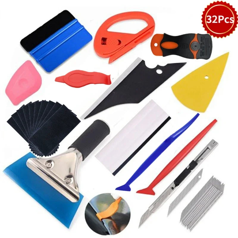 12-Pc Car Vinyl Wrap Tool Kit – Squeegee, Cutter & Spatula Car Wrap Tool Kit QXL Set 2-32Pcs